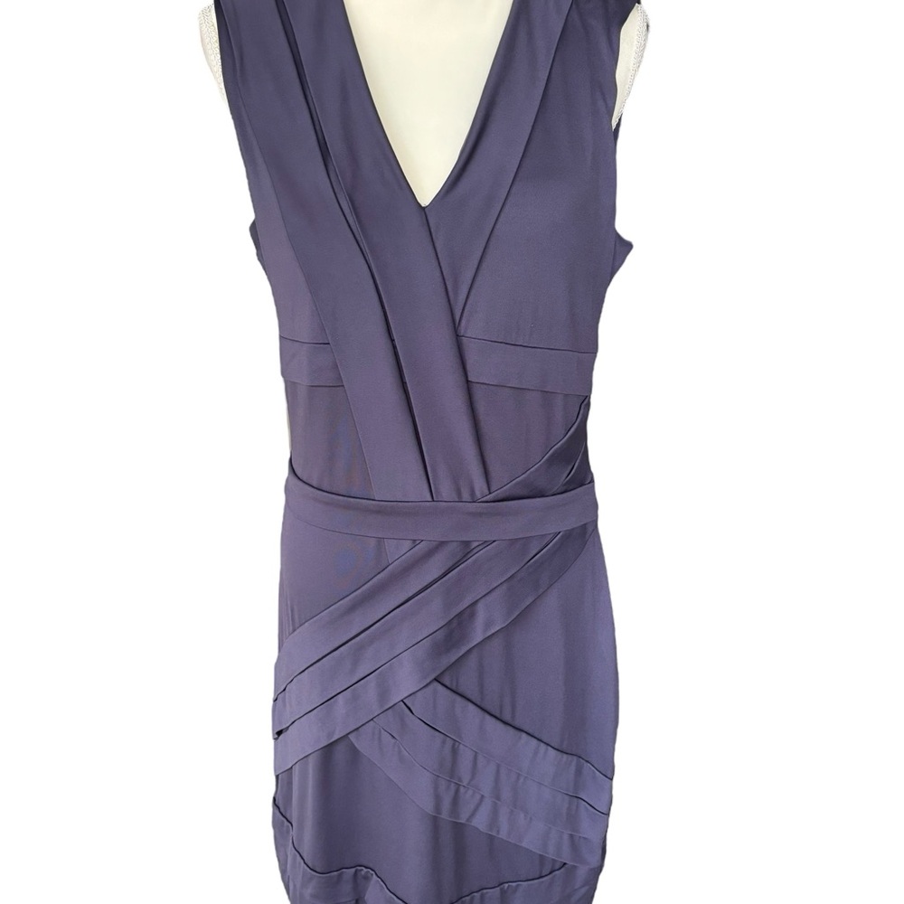MARC NEW YORK ANDREW MARC PURPLE SLEEVELESS JERSEY SHEATH COCKTAIL DRESS